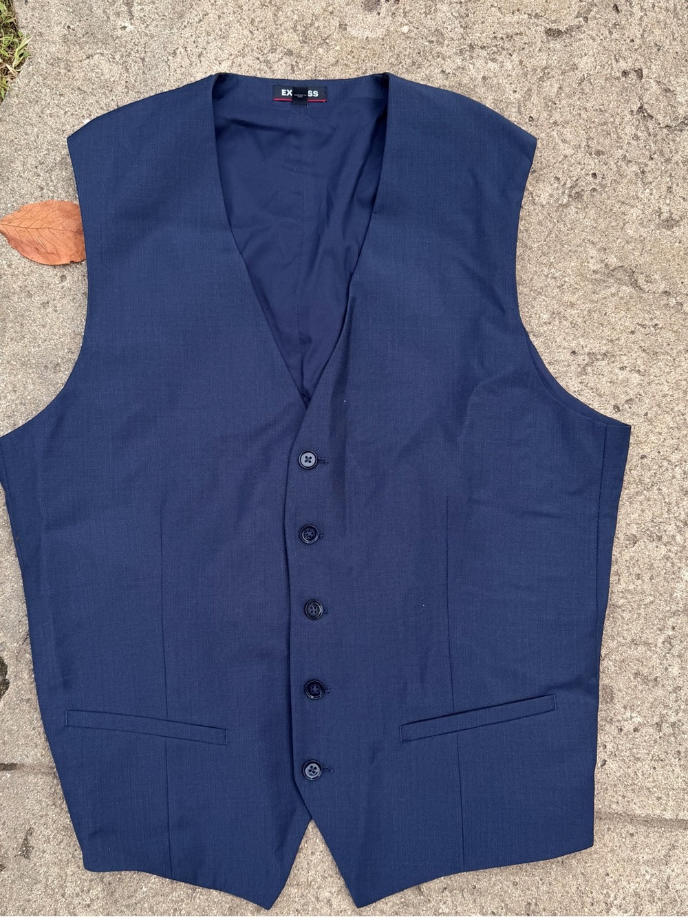 Express Men's Navy Five-Button Dress Vest